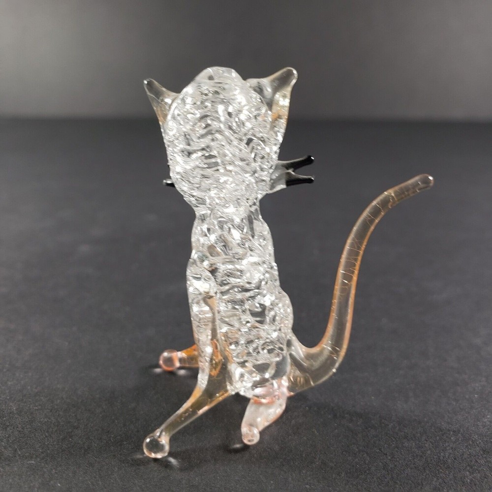 Vintage Whimsical Art Glass Cat Figurine 2" Very Delicate Unknown Brand Artist‎ - Picture 4 of 8
